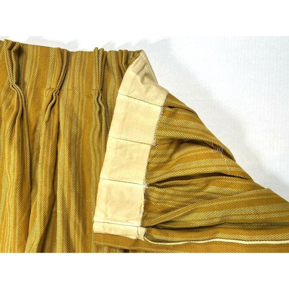 Vintage or Antique Set 4 Twill Heavy Curtains Drapes Pinch Pleat Gold Stripe HTF - Picture 7 of 12